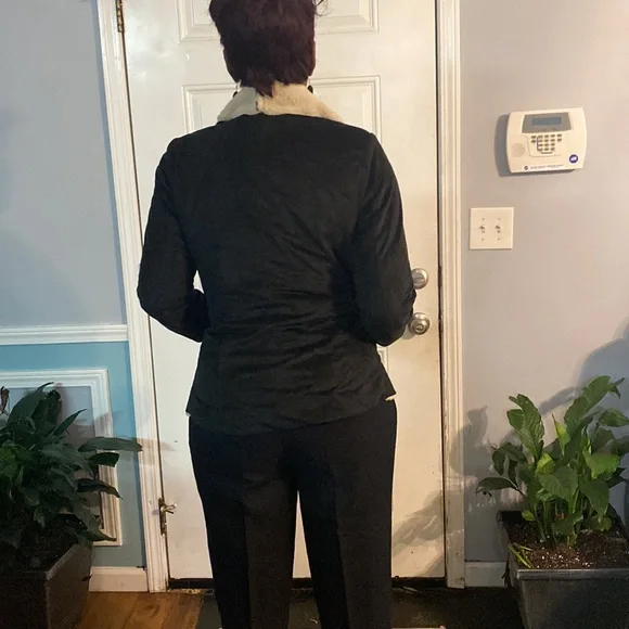 Black fur  aviator cropped jacket shrug coat - Picture 3 of 6